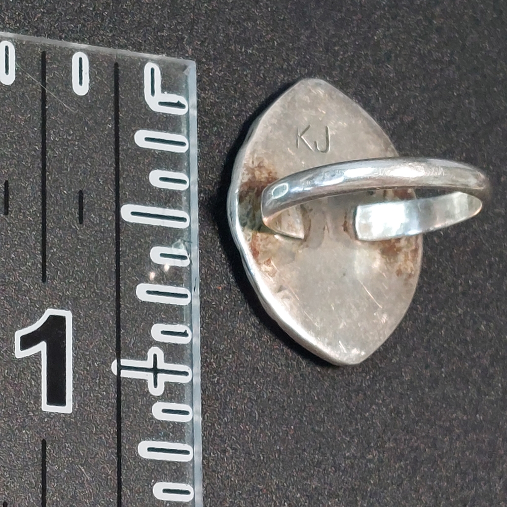 Vintage Native American Sterling Silver Turquoise Ring | Signed | Size 5.25 - Picture 4 of 6